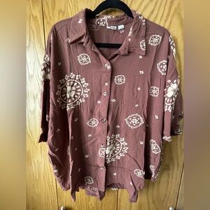 Roxy Shirt with Cream Floral Design
